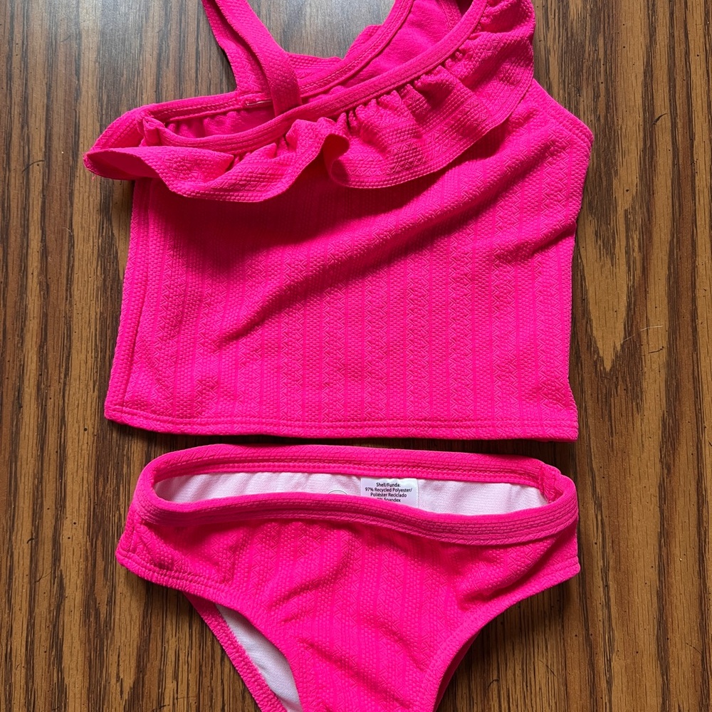 Target Pink Bikini Swim Set with One-Shoulder Design